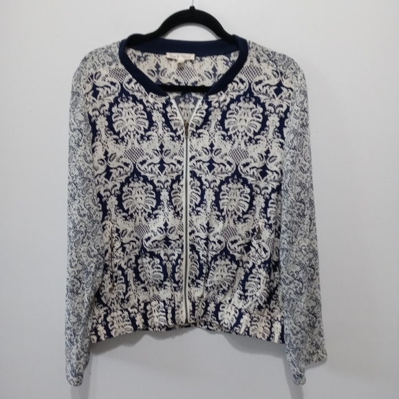 Hem & Thread Paisley Print Zip Up Jacket Size Medium - Picture 1 of 8